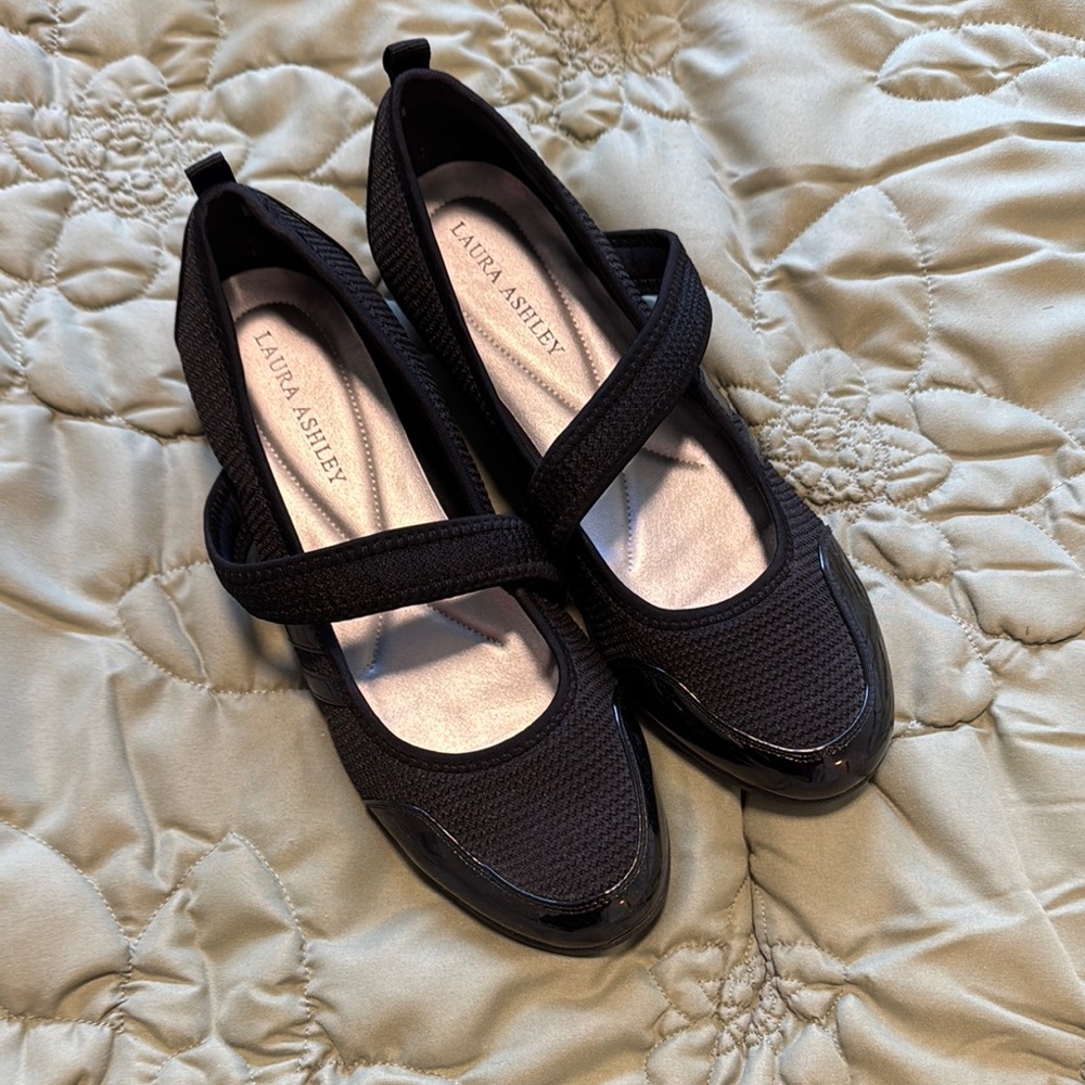 Laura Ashley Black Flats with Cushioned Comfort